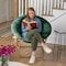 Flash Furniture Gwen 38 Oversize Portable Faux Fur Folding Saucer Moon Chair, Emerald Faux Fur/Soft Gold Frame FV-FMC-025-EMRLD-SGD-GG - alternate 3